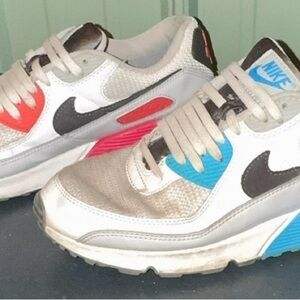 Nike Athletic Shoes in White, Blue, and Red